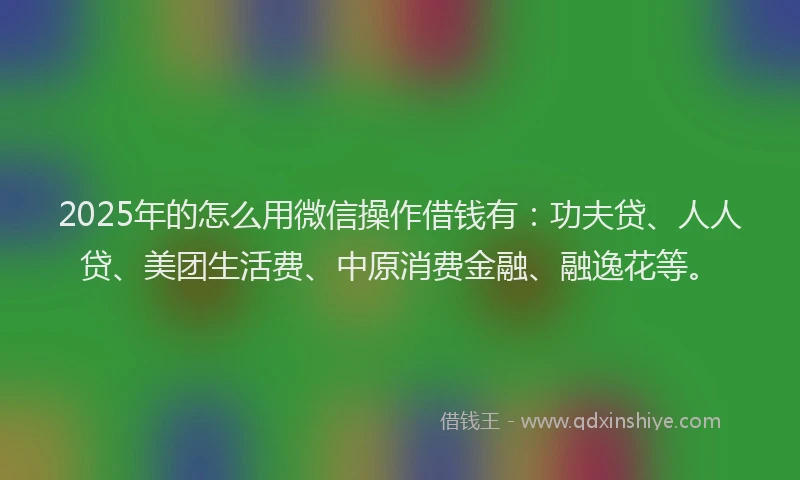 2025年的怎么用微信操作借钱有：功夫贷、人人贷、美团生活费、中原消费金融、融逸花等。