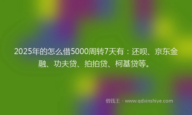2025年的怎么借5000周转7天有：还呗、京东金融、功夫贷、拍拍贷、柯基贷等。