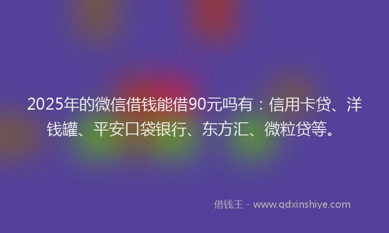 2025年的微信借钱能借90元吗有：信用卡贷、洋钱罐、平安口袋银行、东方汇、微粒贷等。