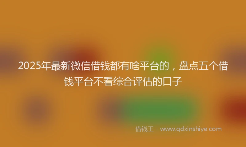 2025年最新微信借钱都有啥平台的，盘点五个借钱平台不看综合评估的口子