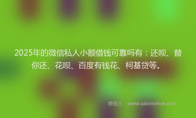 2025年的微信私人小额借钱可靠吗有：还呗、替你还、花呗、百度有钱花、柯基贷等。