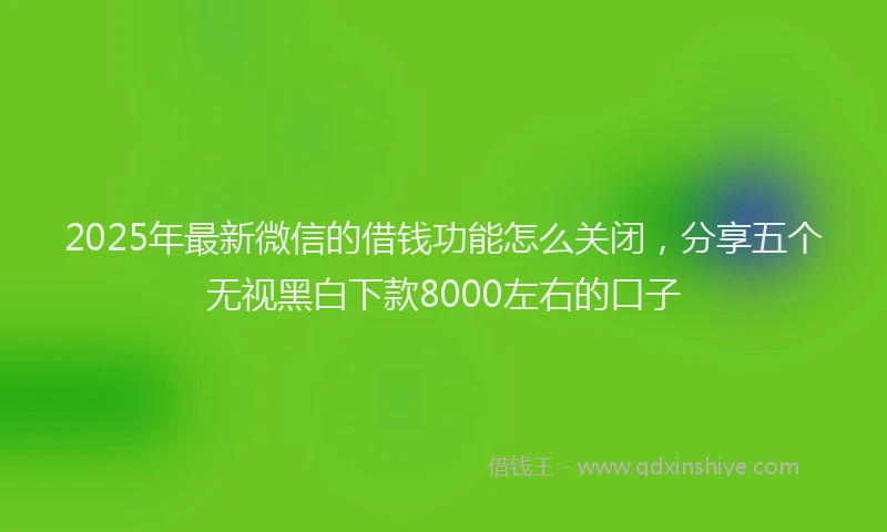 2025年最新微信的借钱功能怎么关闭，分享五个无视黑白下款8000左右的口子