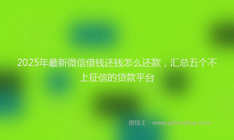 2025年最新微信借钱还钱怎么还款，汇总五个不上征信的贷款平台