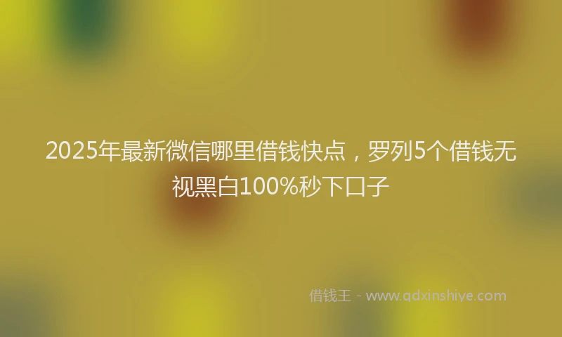 2025年最新微信哪里借钱快点，罗列5个借钱无视黑白100%秒下口子