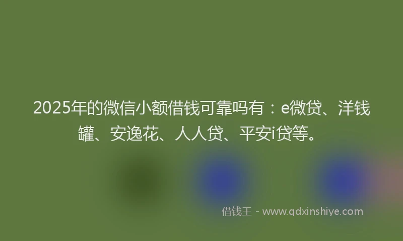 2025年的微信小额借钱可靠吗有：e微贷、洋钱罐、安逸花、人人贷、平安i贷等。