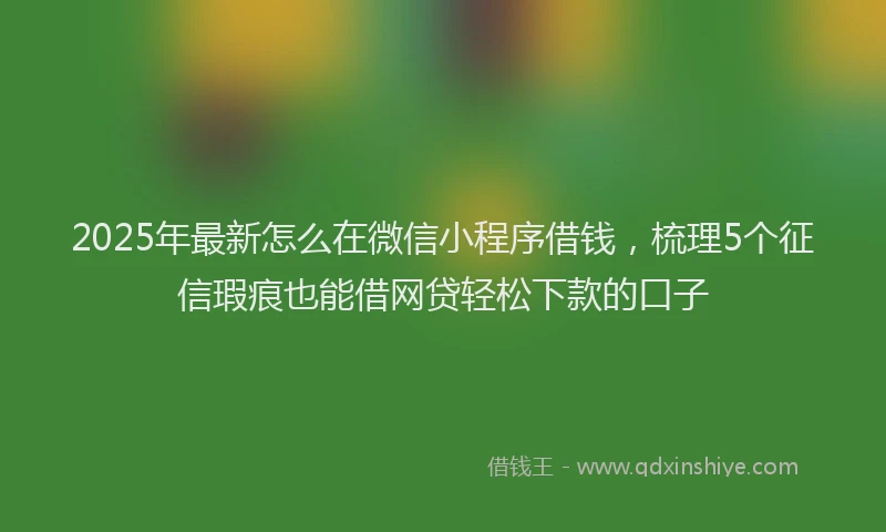 2025年最新怎么在微信小程序借钱，梳理5个征信瑕疵也能借网贷轻松下款的口子