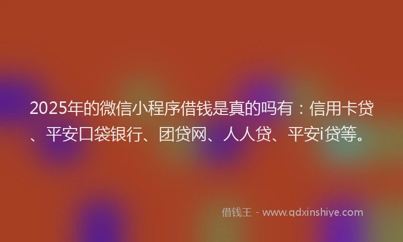 2025年的微信小程序借钱是真的吗有：信用卡贷、平安口袋银行、团贷网、人人贷、平安i贷等。
