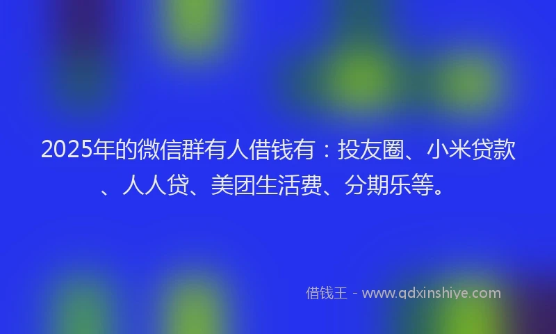 2025年的微信群有人借钱有：投友圈、小米贷款、人人贷、美团生活费、分期乐等。