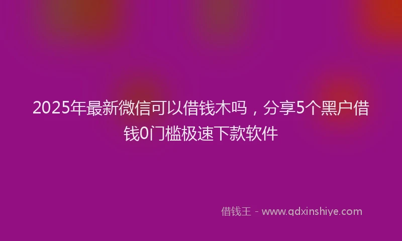 2025年最新微信可以借钱木吗，分享5个黑户借钱0门槛极速下款软件
