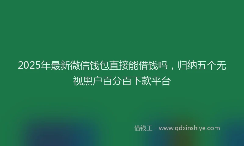 2025年最新微信钱包直接能借钱吗，归纳五个无视黑户百分百下款平台