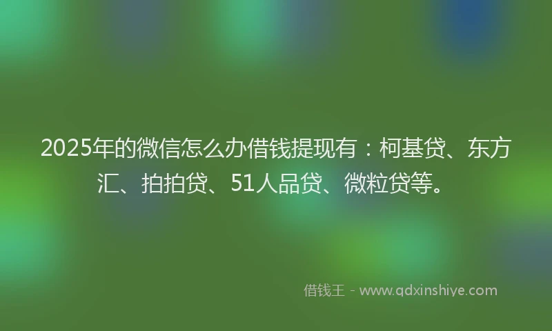 2025年的微信怎么办借钱提现有：柯基贷、东方汇、拍拍贷、51人品贷、微粒贷等。
