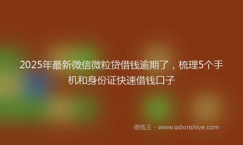 2025年最新微信微粒贷借钱逾期了，梳理5个手机和身份证快速借钱口子