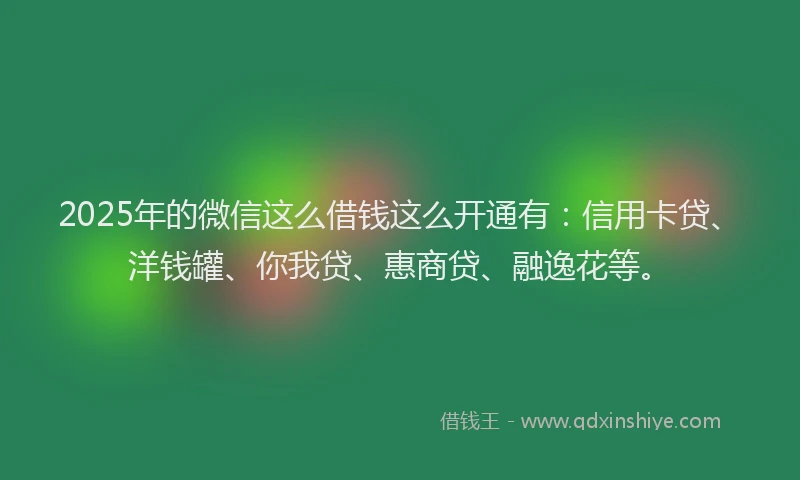 2025年的微信这么借钱这么开通有：信用卡贷、洋钱罐、你我贷、惠商贷、融逸花等。