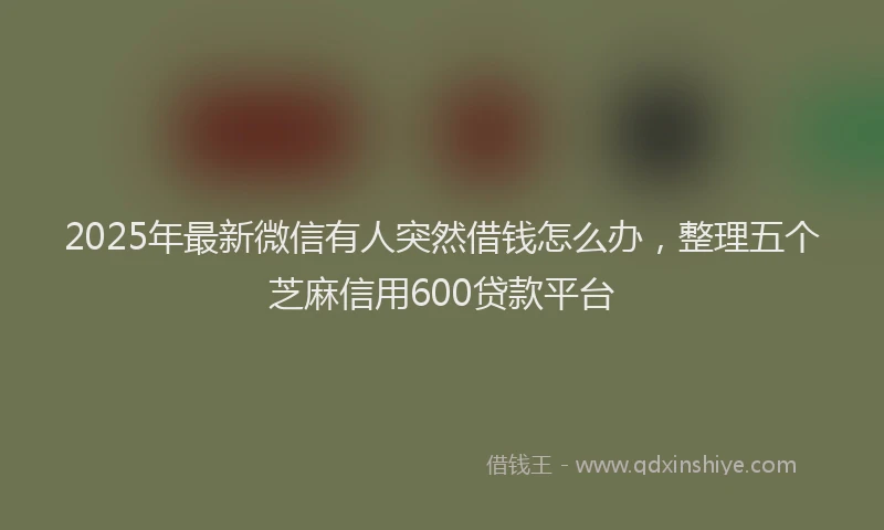 2025年最新微信有人突然借钱怎么办，整理五个芝麻信用600贷款平台