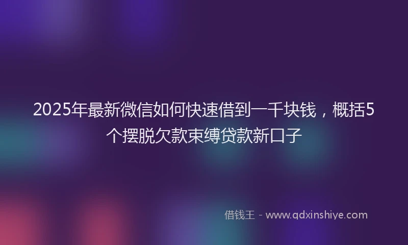 2025年最新微信如何快速借到一千块钱，概括5个摆脱欠款束缚贷款新口子