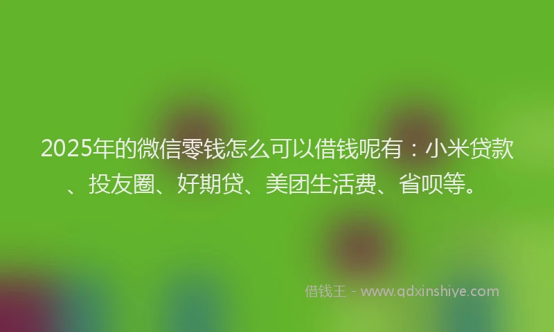 2025年的微信零钱怎么可以借钱呢有：小米贷款、投友圈、好期贷、美团生活费、省呗等。