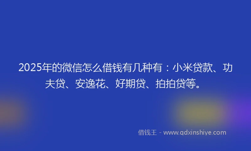 2025年的微信怎么借钱有几种有：小米贷款、功夫贷、安逸花、好期贷、拍拍贷等。