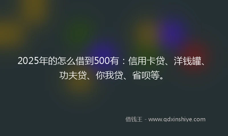2025年的怎么借到500有：信用卡贷、洋钱罐、功夫贷、你我贷、省呗等。