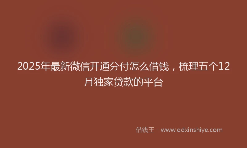 2025年最新微信开通分付怎么借钱，梳理五个12月独家贷款的平台