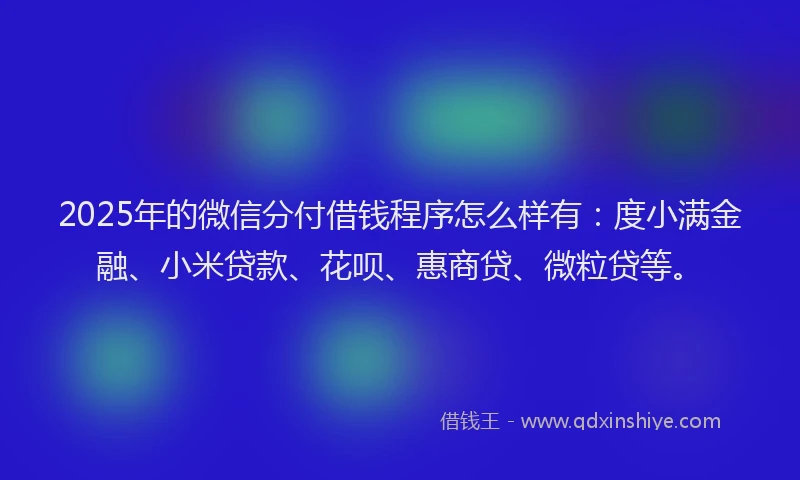 2025年的微信分付借钱程序怎么样有：度小满金融、小米贷款、花呗、惠商贷、微粒贷等。