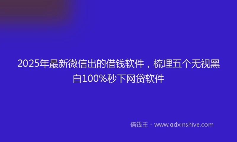2025年最新微信出的借钱软件，梳理五个无视黑白100%秒下网贷软件