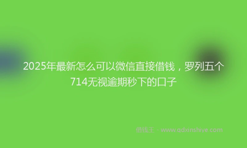 2025年最新怎么可以微信直接借钱，罗列五个714无视逾期秒下的口子