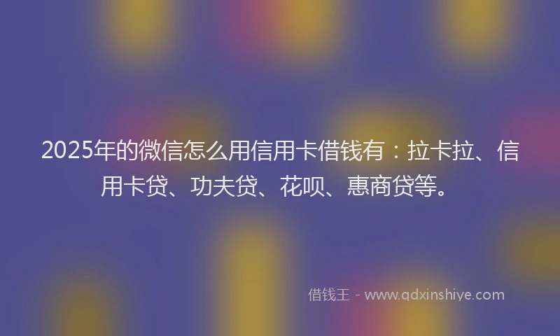 2025年的微信怎么用信用卡借钱有：拉卡拉、信用卡贷、功夫贷、花呗、惠商贷等。