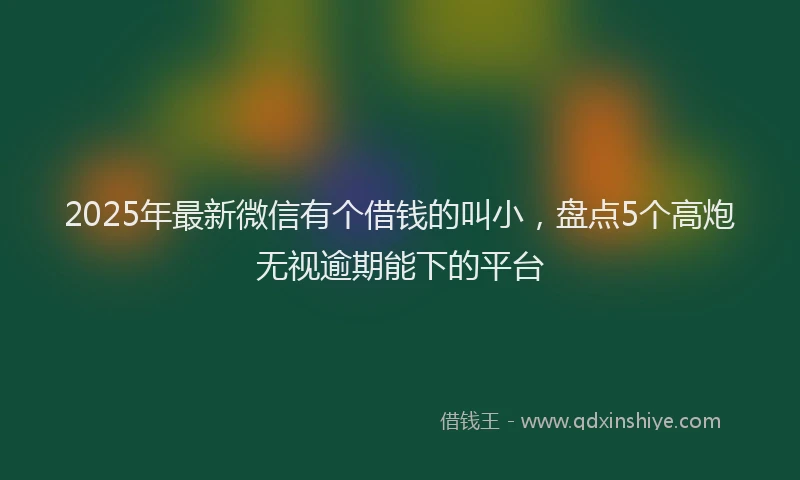 2025年最新微信有个借钱的叫小，盘点5个高炮无视逾期能下的平台