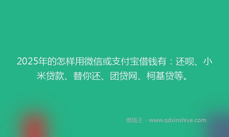 2025年的怎样用微信或支付宝借钱有：还呗、小米贷款、替你还、团贷网、柯基贷等。