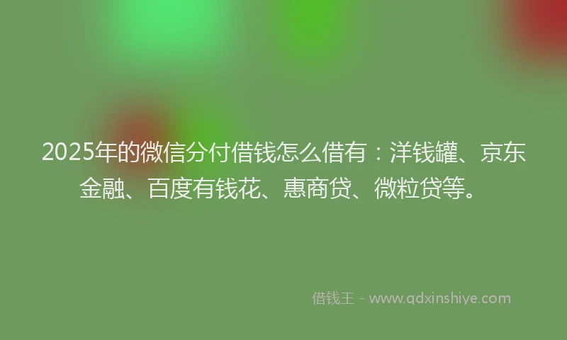 2025年的微信分付借钱怎么借有：洋钱罐、京东金融、百度有钱花、惠商贷、微粒贷等。