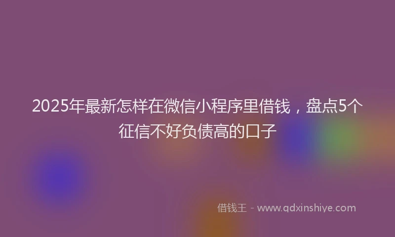 2025年最新怎样在微信小程序里借钱，盘点5个征信不好负债高的口子