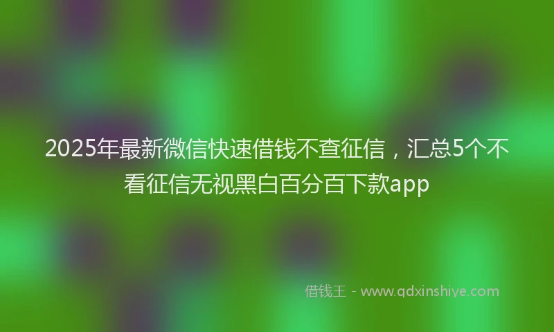 2025年最新微信快速借钱不查征信，汇总5个不看征信无视黑白百分百下款app