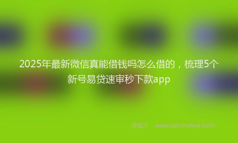 2025年最新微信真能借钱吗怎么借的，梳理5个新号易贷速审秒下款app