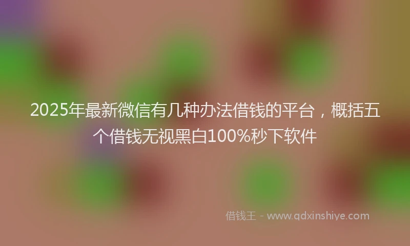 2025年最新微信有几种办法借钱的平台，概括五个借钱无视黑白100%秒下软件