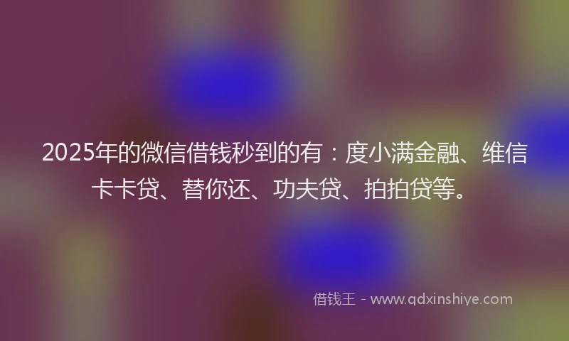 2025年的微信借钱秒到的有：度小满金融、维信卡卡贷、替你还、功夫贷、拍拍贷等。