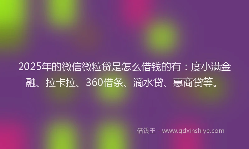 2025年的微信微粒贷是怎么借钱的有：度小满金融、拉卡拉、360借条、滴水贷、惠商贷等。