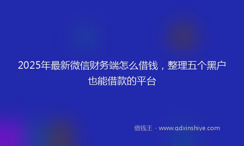 2025年最新微信财务端怎么借钱，整理五个黑户也能借款的平台
