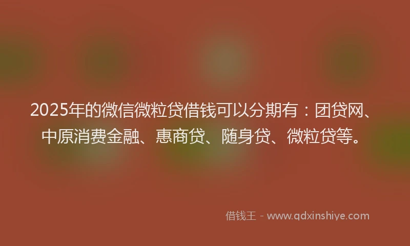 2025年的微信微粒贷借钱可以分期有：团贷网、中原消费金融、惠商贷、随身贷、微粒贷等。