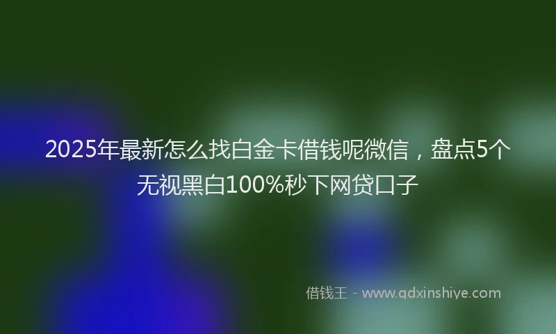 2025年最新怎么找白金卡借钱呢微信，盘点5个无视黑白100%秒下网贷口子