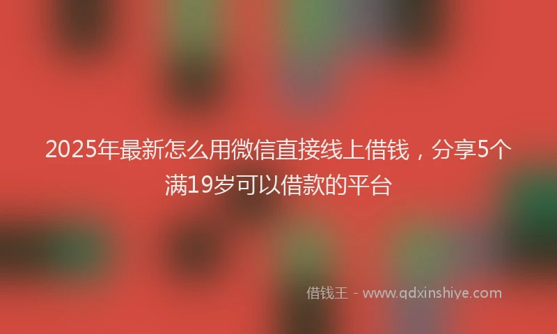 2025年最新怎么用微信直接线上借钱，分享5个满19岁可以借款的平台