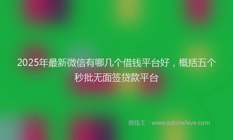 2025年最新微信有哪几个借钱平台好，概括五个秒批无面签贷款平台