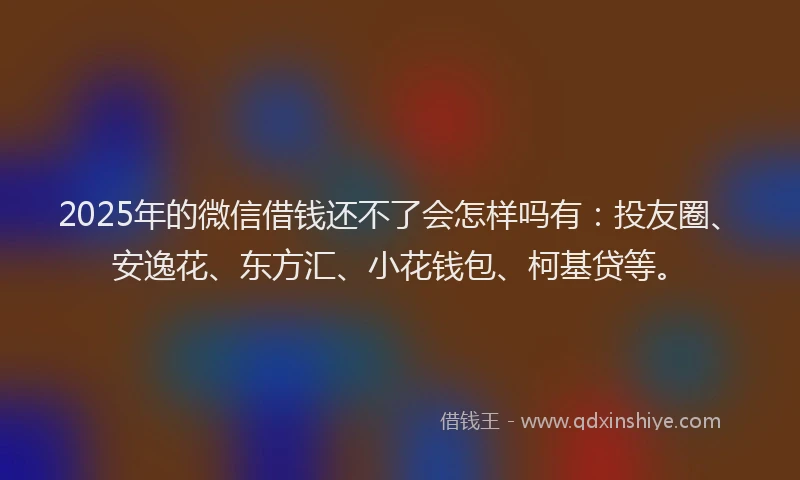 2025年的微信借钱还不了会怎样吗有：投友圈、安逸花、东方汇、小花钱包、柯基贷等。