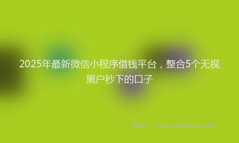 2025年最新微信小程序借钱平台，整合5个无视黑户秒下的口子
