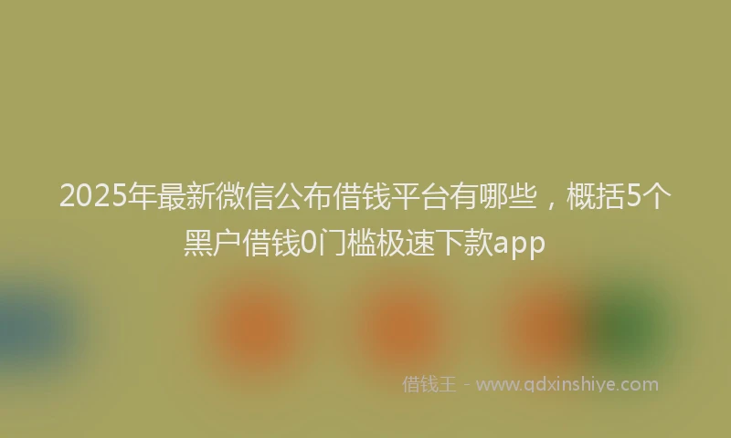 2025年最新微信公布借钱平台有哪些，概括5个黑户借钱0门槛极速下款app