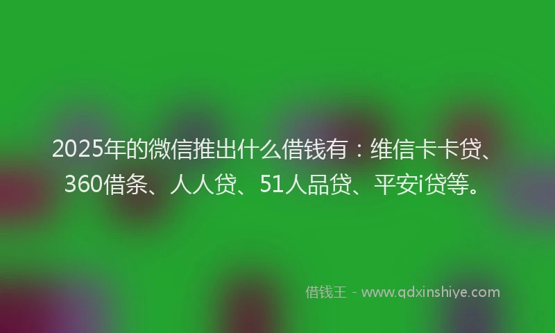 2025年的微信推出什么借钱有：维信卡卡贷、360借条、人人贷、51人品贷、平安i贷等。
