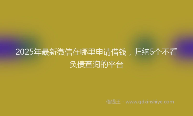 2025年最新微信在哪里申请借钱，归纳5个不看负债查询的平台