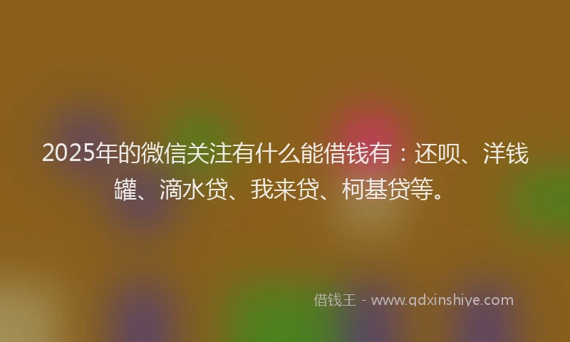 2025年的微信关注有什么能借钱有：还呗、洋钱罐、滴水贷、我来贷、柯基贷等。