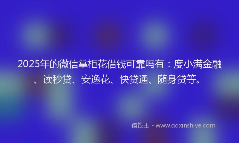 2025年的微信掌柜花借钱可靠吗有：度小满金融、读秒贷、安逸花、快贷通、随身贷等。