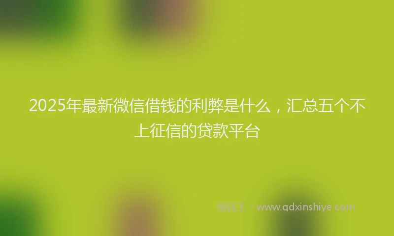 2025年最新微信借钱的利弊是什么，汇总五个不上征信的贷款平台