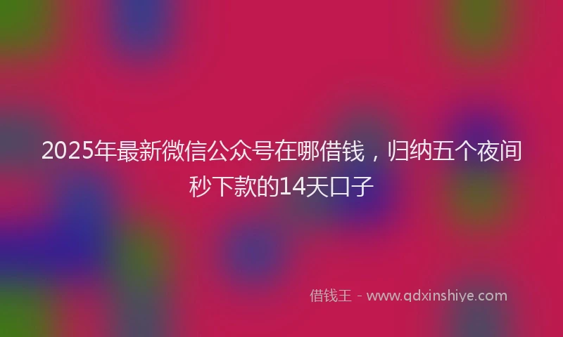 2025年最新微信公众号在哪借钱，归纳五个夜间秒下款的14天口子